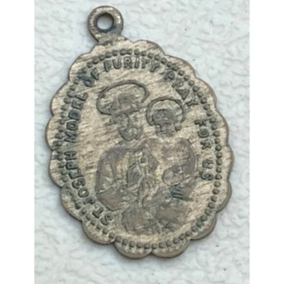 Religious Pendant St Joseph Model Of Purity Pray for Us Guardian Angel Guide us - Picture 2 of 3